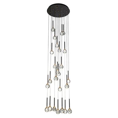 Enzo Staircase Chandelier Ss + Alu+Crystal D60 Xh20X W60 Led Black/Clear Zl2564/25B